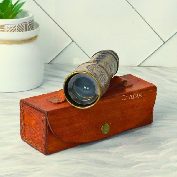 16.3" Embossed Leather Dollond London Telescope | Black Antique Brass, 4-Pipe Extendable | Nautical Collectible & Decor Gift - Image 7