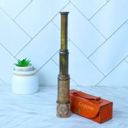 16.3" Embossed Leather Dollond London Telescope | Black Antique Brass, 4-Pipe Extendable | Nautical Collectible & Decor Gift - Image 4