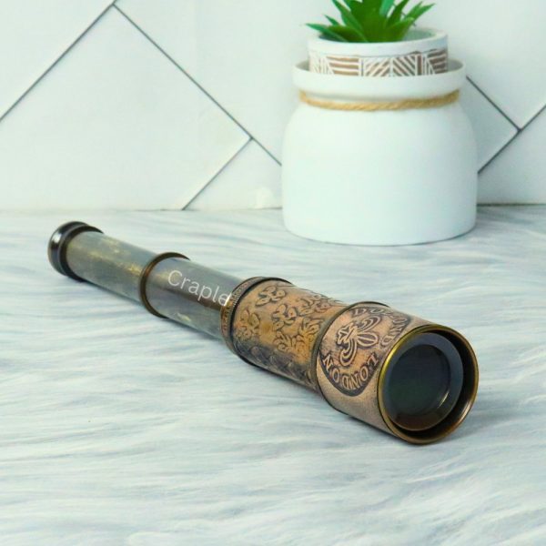 16.3" Embossed Leather Dollond London Telescope | Black Antique Brass, 4-Pipe Extendable | Nautical Collectible & Decor Gift - Image 3