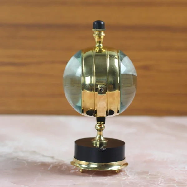 Double-Sided Shiny Brass Tabletop Clock & Compass | Tilting Design, Wood Base | Nautical Desk Decor & Gift - Image 3
