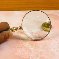 Chess Design Handle Brass Magnifier | 5X Magnification, Shiny Finish | Reading Aid & Elegant Desk Decor - Image 2