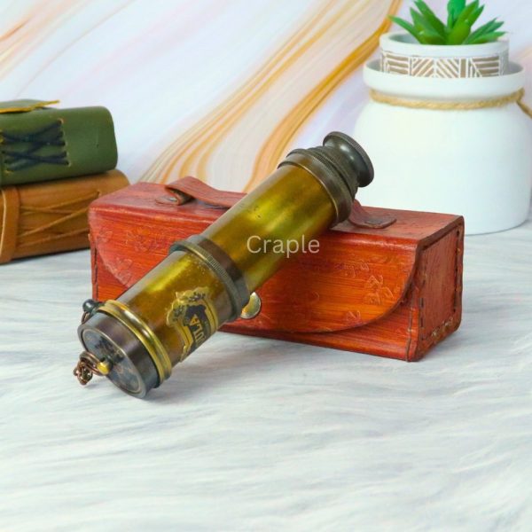 16" Royal Navy Telescope Antique Brass | 4-Pipe Extendable, Achromatic Lens | Nautical Decor Gift with Leather Case - Image 6