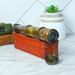 16" Royal Navy Telescope Antique Brass | 4-Pipe Extendable, Achromatic Lens | Nautical Decor Gift with Leather Case - Image 3