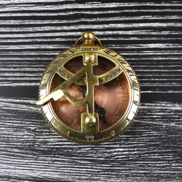 Gilbert & Sons Pocket Sundial Compass | Shiny Brass, Foldable Gnomon | Vintage Navigational Gift with Wooden Box - Image 4