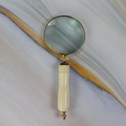 Shiny Brass Bone-Style Grip Magnifier | Handheld, Clear Lens | Reading Aid & Decorative Desk Accessory - Image 2