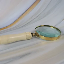 Shiny Brass Bone-Style Grip Magnifier | Handheld, Clear Lens | Reading Aid & Decorative Desk Accessory - Image 4