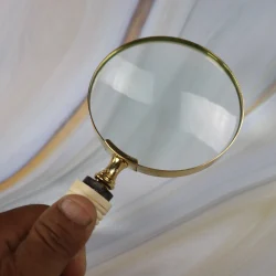 Shiny Brass Bone-Style Grip Magnifier | Handheld, Clear Lens | Reading Aid & Decorative Desk Accessory - Image 3