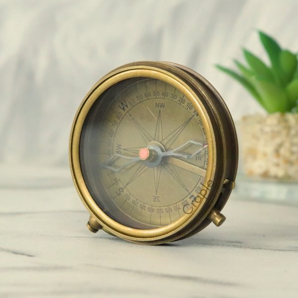 Stanley London Style Pocket Compass | Antique Brass, Handcrafted Precision, Needle Lock Switch | Vintage Navigational Gift - Image 3