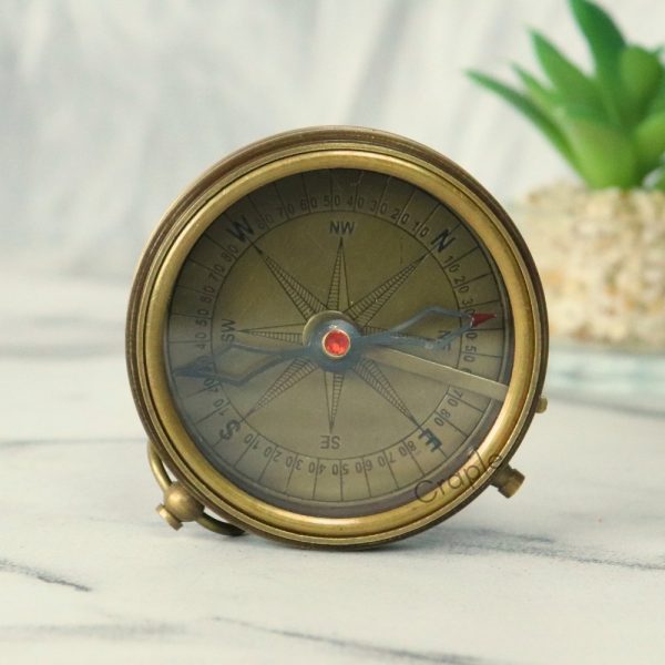 Stanley London Style Pocket Compass | Antique Brass, Handcrafted Precision, Needle Lock Switch | Vintage Navigational Gift - Image 2