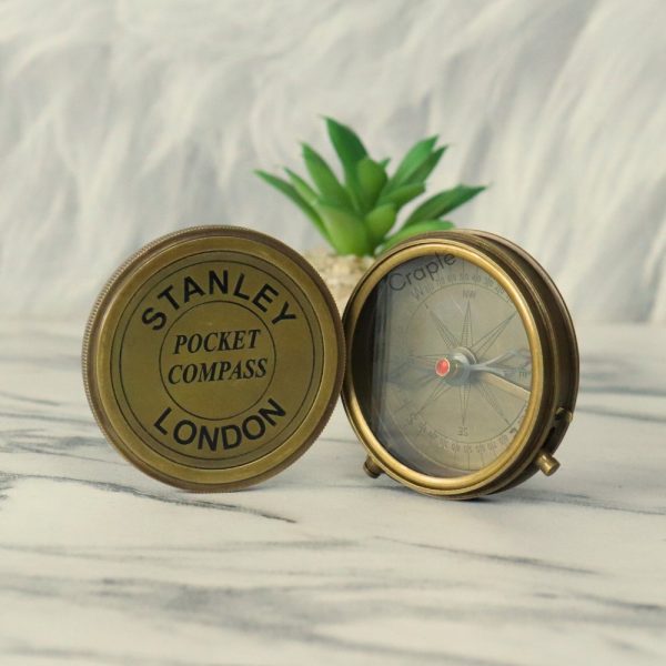 Stanley London Style Pocket Compass | Antique Brass, Handcrafted Precision, Needle Lock Switch | Vintage Navigational Gift - Image 5