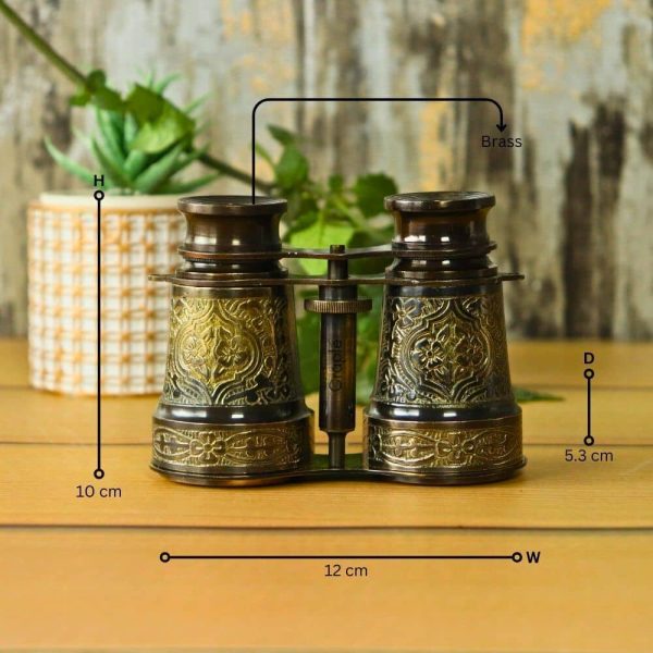 Antique Brass Engraved Binoculars | Adjustable Dual Focus | Vintage Decor & Collector's Gift with Leather Cover - Image 6