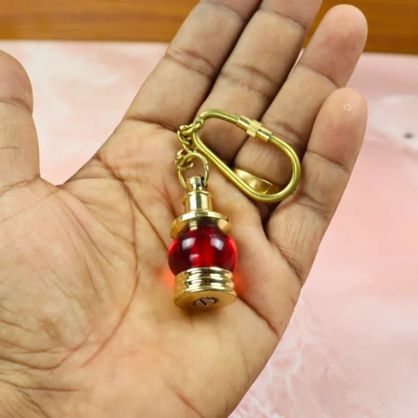 Ship Lantern Keychain | Red Lens Detail | Nautical Pocket Gift & Accessory - Image 2