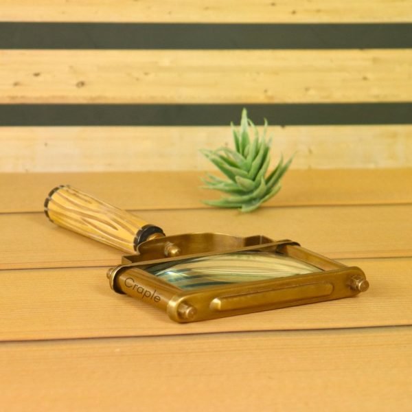 Fluted Handle Rectangular Magnifier | Antique or Shiny Finish | Wide View Reading Aid & Desk Decor - Image 2