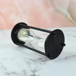 5-Minute Black Aluminium Sand Timer | White Sand, Modern Design | Desk Focus Aid & Stylish Gift - Image 2