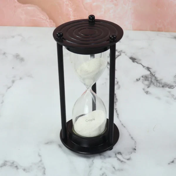 5-Minute Black Aluminium Sand Timer | White Sand, Modern Design | Desk Focus Aid & Stylish Gift - Image 3