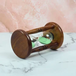 5-Minute Antique Rosewood Hourglass | Green Sand Timer | Classic Wooden Desk Decor & Gift - Image 2