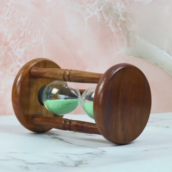 5-Minute Antique Rosewood Hourglass | Green Sand Timer | Classic Wooden Desk Decor & Gift - Image 3