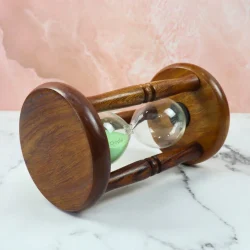 5-Minute Antique Rosewood Hourglass | Green Sand Timer | Classic Wooden Desk Decor & Gift - Image 4