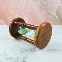 5-Minute Antique Rosewood Hourglass | Green Sand Timer | Classic Wooden Desk Decor & Gift - Image 5