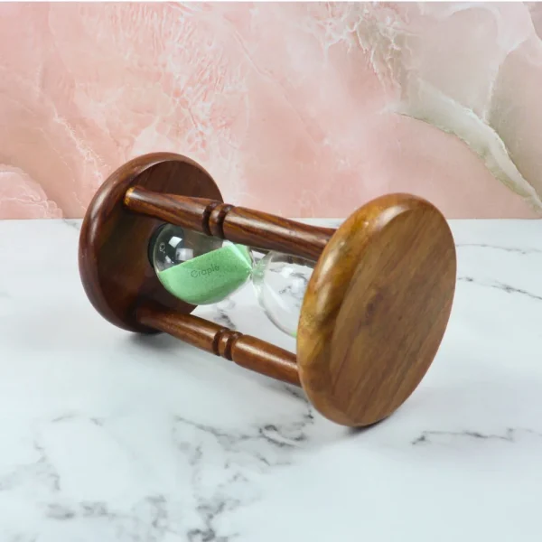 5-Minute Antique Rosewood Hourglass | Green Sand Timer | Classic Wooden Desk Decor & Gift - Image 5