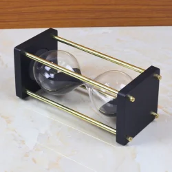 15-Minute Black Wood & Nickel Brass Sand Timer | Black Sand, Modern Design | Focus Tool & Executive Desk Gift - Image 4