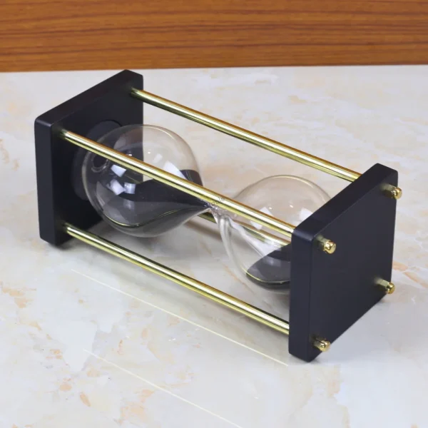 15-Minute Black Wood & Nickel Brass Sand Timer | Black Sand, Modern Design | Focus Tool & Executive Desk Gift - Image 4