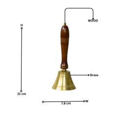 Handcrafted Brass Hand Bell | Polished Wood Handle, Clear Ringing Tone | Service, School & Decorative Use - Image 7
