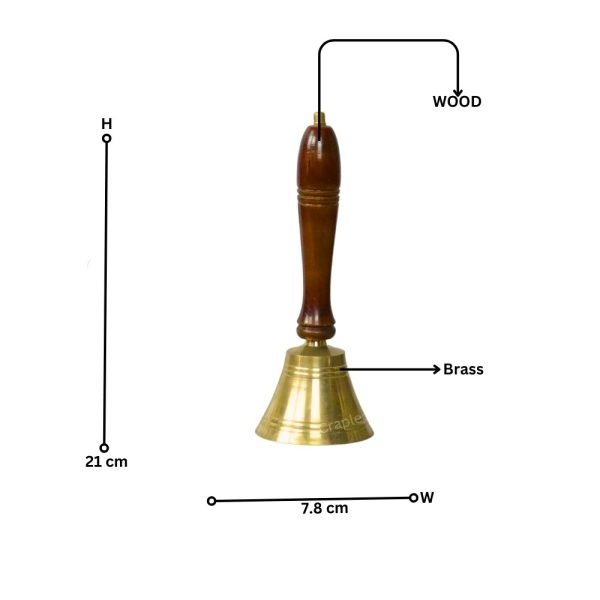 Handcrafted Brass Hand Bell | Polished Wood Handle, Clear Ringing Tone | Service, School & Decorative Use - Image 7