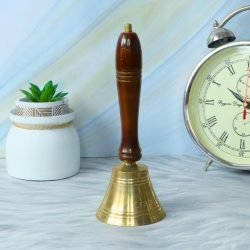 Handcrafted Brass Hand Bell | Polished Wood Handle, Clear Ringing Tone | Service, School & Decorative Use - Image 5