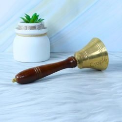 Handcrafted Brass Hand Bell | Polished Wood Handle, Clear Ringing Tone | Service, School & Decorative Use - Image 3