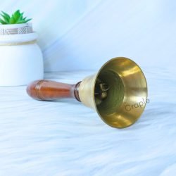 Handcrafted Brass Hand Bell | Polished Wood Handle, Clear Ringing Tone | Service, School & Decorative Use - Image 2