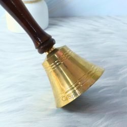 Handcrafted Brass Hand Bell | Polished Wood Handle, Clear Ringing Tone | Service, School & Decorative Use - Image 6