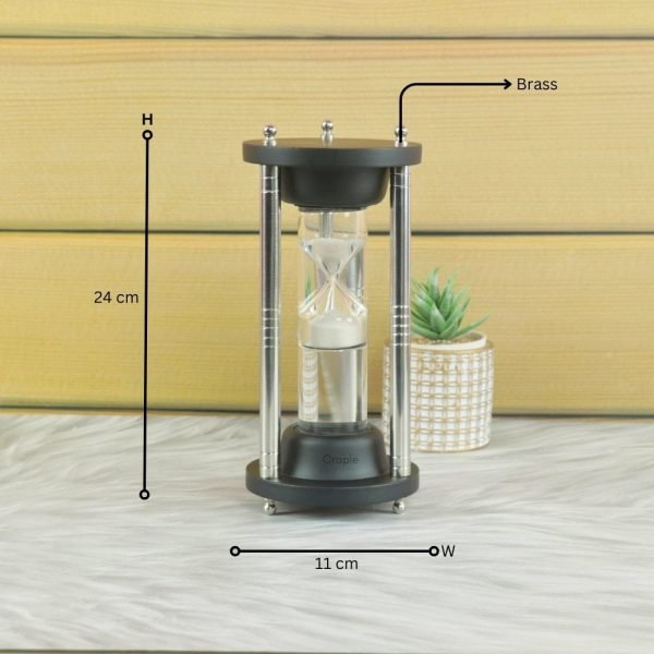 3-Min White Sand Floating Hourglass | Black Wood & Polished Steel | Modern Kinetic Desk Decor & Gift - Image 5