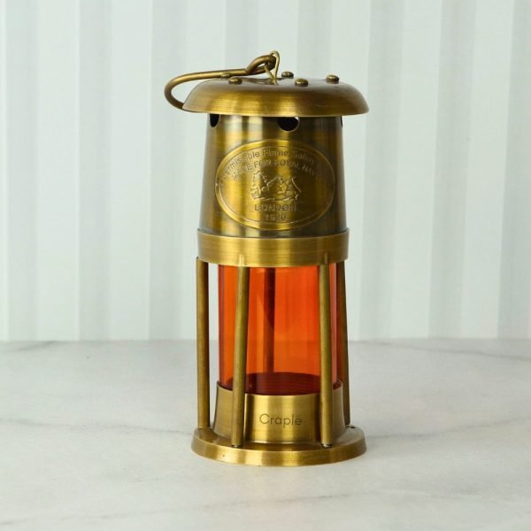 Orange Glow Nautical Lantern | Functional Oil Lamp | Royal Navy Plaque Detail | Vintage Decor & Gift - Image 7