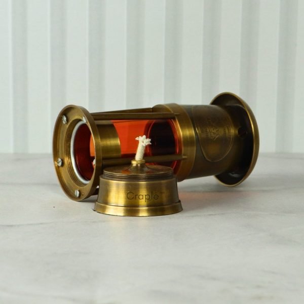 Orange Glow Nautical Lantern | Functional Oil Lamp | Royal Navy Plaque Detail | Vintage Decor & Gift - Image 3