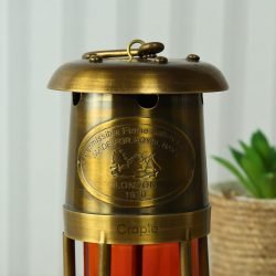 Orange Glow Nautical Lantern | Functional Oil Lamp | Royal Navy Plaque Detail | Vintage Decor & Gift - Image 5