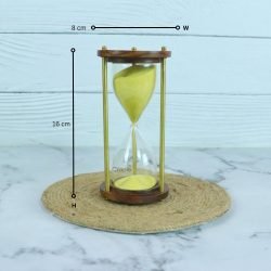 Classic Wood & Brass 3-Minute Hourglass | Sunny Yellow Sand, Shiny Accents | Elegant Desk Timer & Decor - Image 5