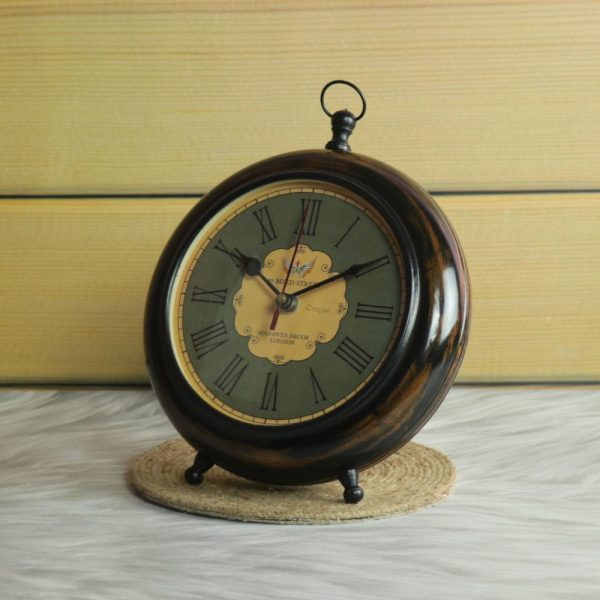 Antique Wood Tabletop & Hanging Clock | 49 Bond Street Design, Roman Numerals | Vintage Desk Decor & Gift - Image 2