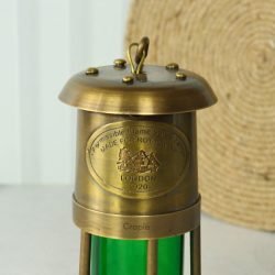Brass Nautical Oil Lamp | Green Glow, Functional | Royal Navy Plaque | Vintage Maritime Decor & Gift - Image 3