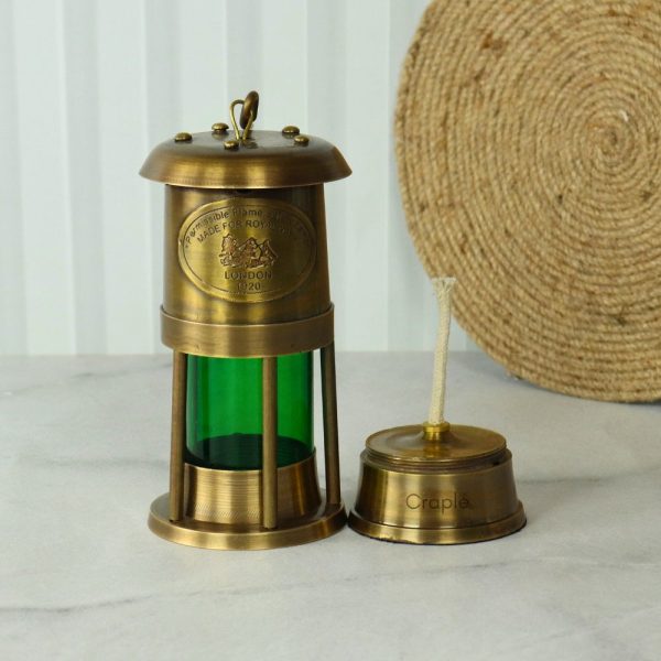 Brass Nautical Oil Lamp | Green Glow, Functional | Royal Navy Plaque | Vintage Maritime Decor & Gift - Image 4