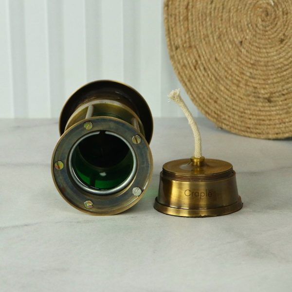 Brass Nautical Oil Lamp | Green Glow, Functional | Royal Navy Plaque | Vintage Maritime Decor & Gift - Image 5
