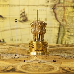 Brass Ashoka Lion Pillar Sculpture | National Emblem of India Replica | Detailed Base, Satyameva Jayate | Patriotic Desk Decor & Gift - Image 5