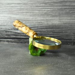 Patterned Swirl Handle Brass Magnifier | Shiny Finish, Clear Lens | Elegant Reading Aid & Desk Gift - Image 3