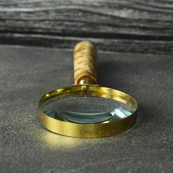 Patterned Swirl Handle Brass Magnifier | Shiny Finish, Clear Lens | Elegant Reading Aid & Desk Gift - Image 4