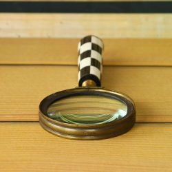 Chess Design Handle Brass Magnifier | Antique Brass, Clear Lens, Handheld | Reading Aid & Unique Desk Decor Gift - Image 2