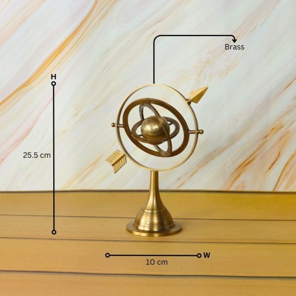 Brass Celestial Armillary Sphere | Antique Finish with Arrow | Historical Desk Decor & Unique Collector's Gift - Image 6