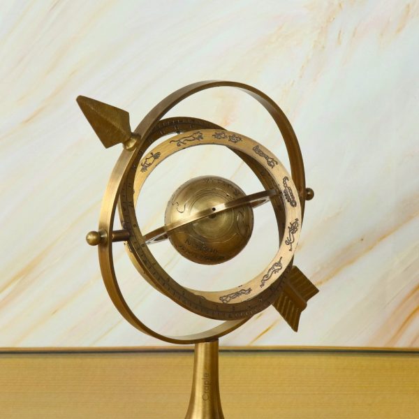 Brass Celestial Armillary Sphere | Antique Finish with Arrow | Historical Desk Decor & Unique Collector's Gift - Image 2