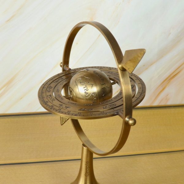 Brass Celestial Armillary Sphere | Antique Finish with Arrow | Historical Desk Decor & Unique Collector's Gift - Image 4