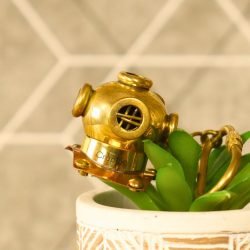 Handmade Diver Helmet Keychain | Miniature Nautical Replica | Unique Pocket Gift & Accessory - Image 3