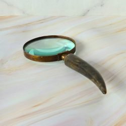 Horn Shaped Handle Magnifier | Vintage Style, Clear Lens | Rustic Reading Aid & Desk Decor Gift - Image 3
